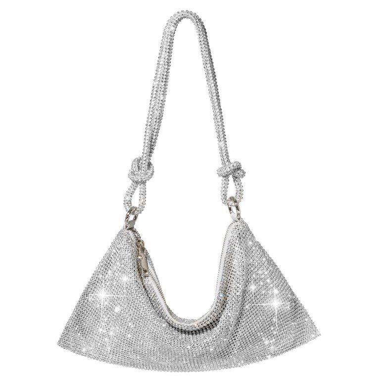 CUMKA Rhinestone Purses for Women Chic Sparkly Evening Handbag Bling Hobo Bag Shiny Silver Clutch... | Walmart (US)