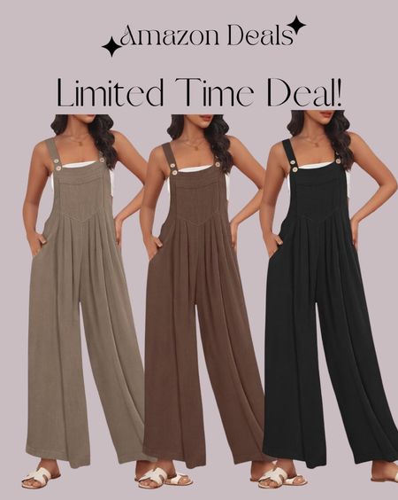 Amazon AUTOMET Womens Jumpsuits Overalls Wide Leg Casual Summer Outfits Rompers Jumpers Sleeveless Straps With Pockets 2024 / summer outfit 

#LTKTravel #LTKOver40 #LTKSaleAlert