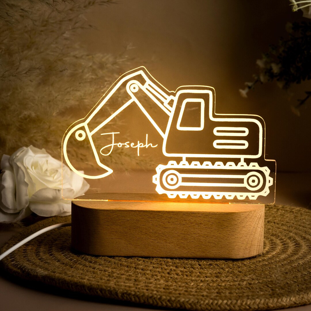 Excavator Night Light,Personalised Digger Night Light,Toddler NightLight,Children's Bedside Night... | Etsy (US)