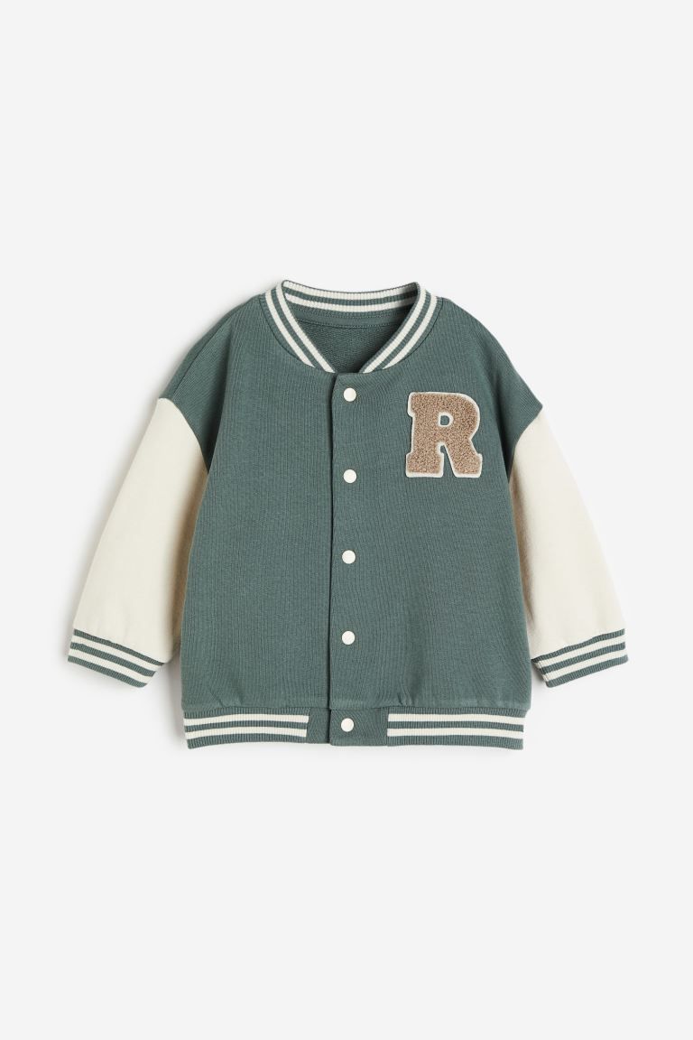 Appliquéd Sweatshirt Cardigan - Green/color-block - Kids | H&M US | H&M (US + CA)