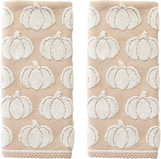 SKL Home Autumn/Fall/Thanksgiving Pumpkin Jacquard 100% Cotton Reversible 2pc Hand Towel Set, Sof... | Amazon (US)