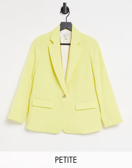 Topshop Petite clean crepe blazer in lemon | ASOS | ASOS (Global)