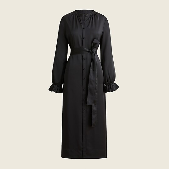 Drapey shirtdress in satin-back crepe | J. Crew US