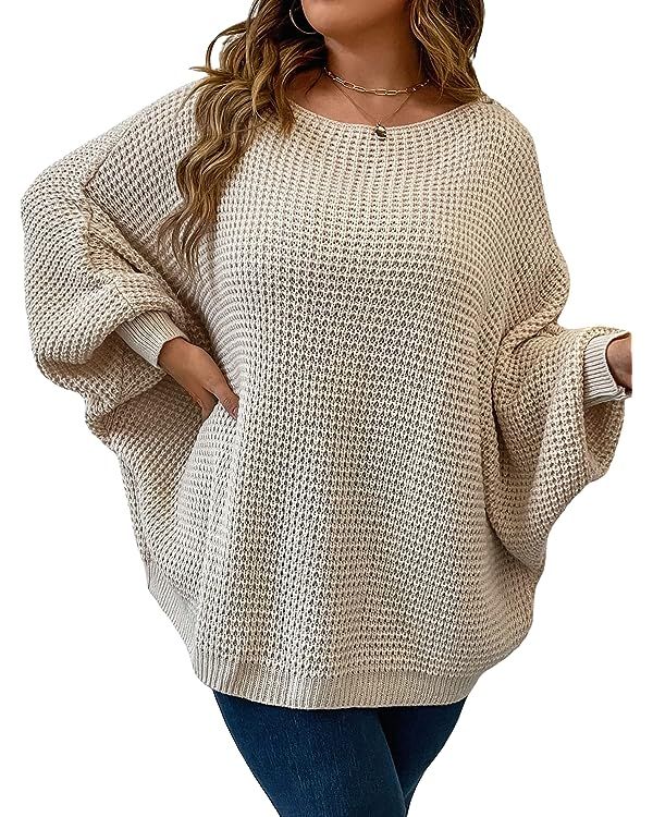 SOLY HUX Women's Plus Size Crewneck Long Sleeve Casual Sweater Pullover Tops | Amazon (US)