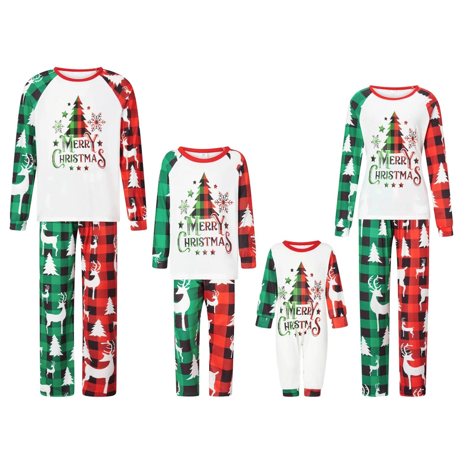 DDSBABAY Christmas Family Pajamas Matching Set Christmas Tree Letter Print Long Sleeve Tops and P... | Walmart (US)