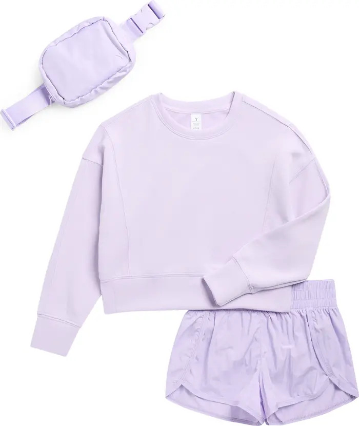 YOGALICIOUS Kids' Sweatshirt, Running Shorts & Belt Bag Set | Nordstromrack | Nordstrom Rack