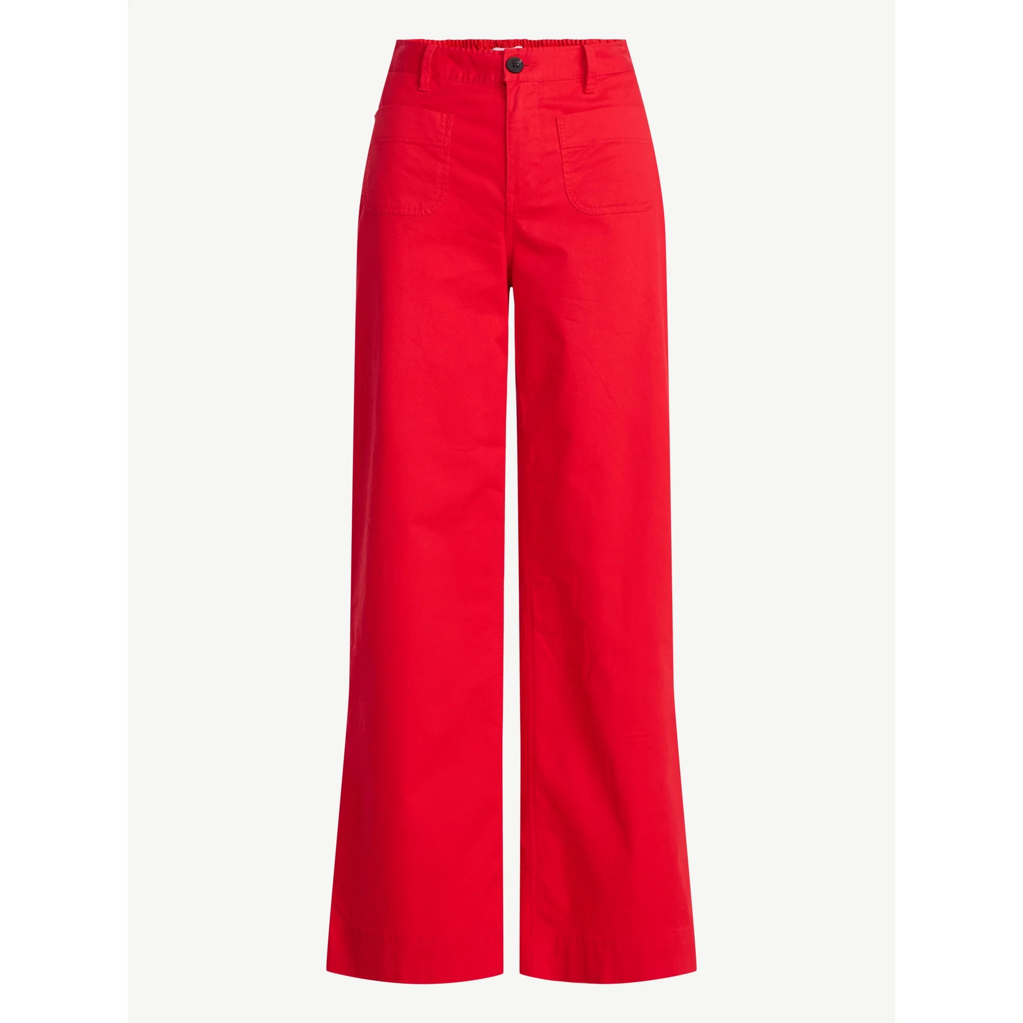 Free Assembly Women's and Women's Plus Patch Pocket Wide Leg Pants, 30”, 32” and 34” Inseam... | Walmart (US)