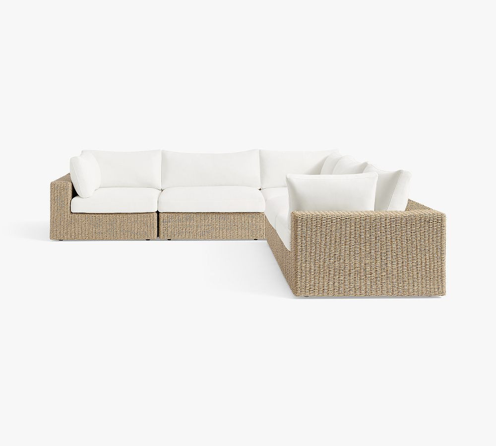 Kostas Wicker 5-Piece Outdoor Sectional with High Performance Cushions | Pottery Barn (US)