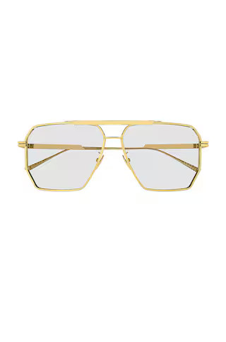 Bottega Veneta Metal Hexagonal Aviator in Shiny Gold from Revolve.com | Revolve Clothing (Global)