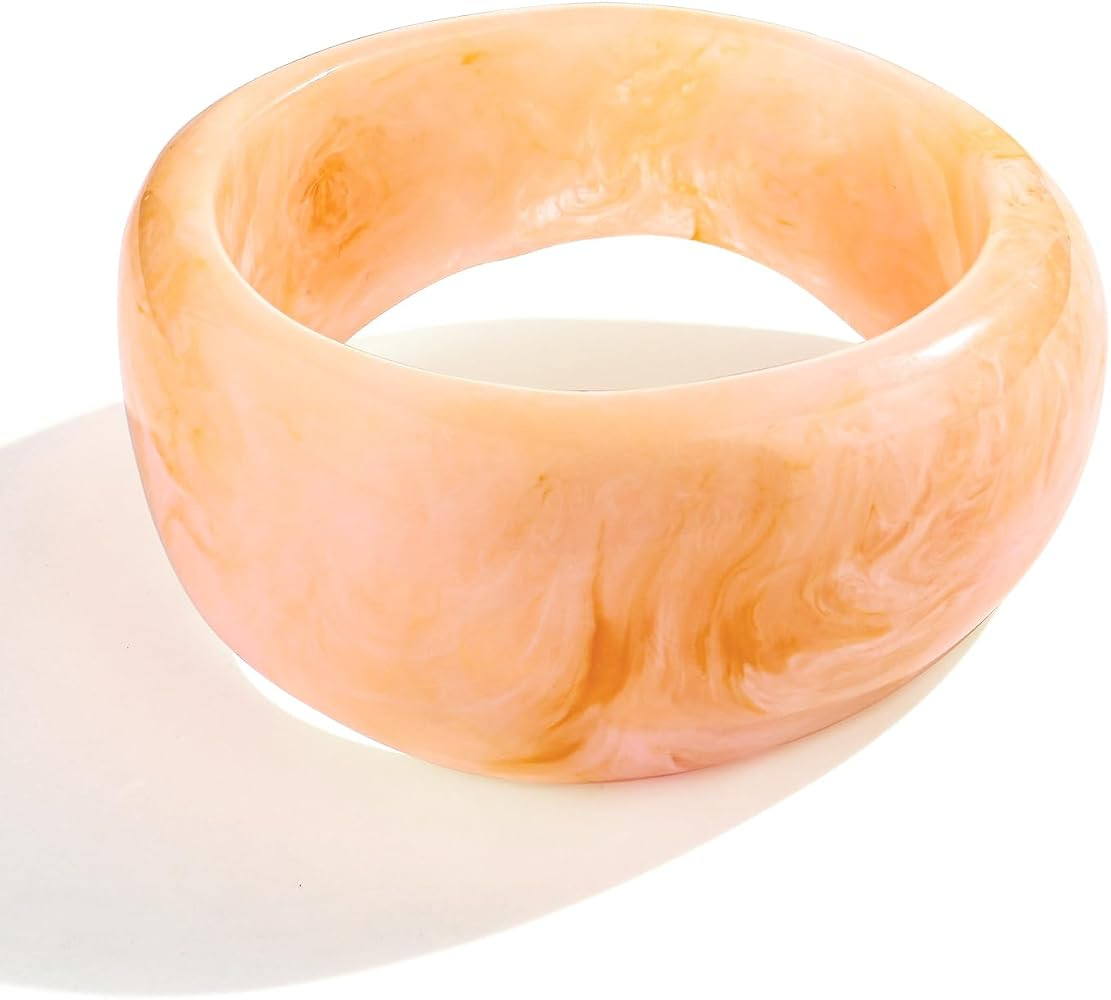 Chunky Acrylic Bangles Bracelets For Women Geometric Acrylic Resin Acetate Mottled Wide Bangle Br... | Amazon (US)