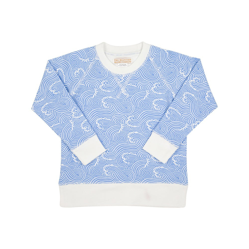 Cassidy Comfy Crewneck (Unisex) - Wilmington Waves with Worth Avenue White | The Beaufort Bonnet Company