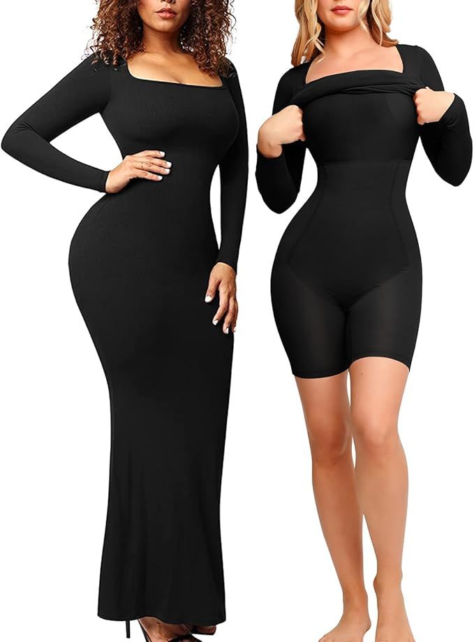 Popilush Shaper Dress Bodycon Maxi/Mini Built in Shapewear Bra 8 in 1 Women Lounge leeveless Back... | Amazon (US)
