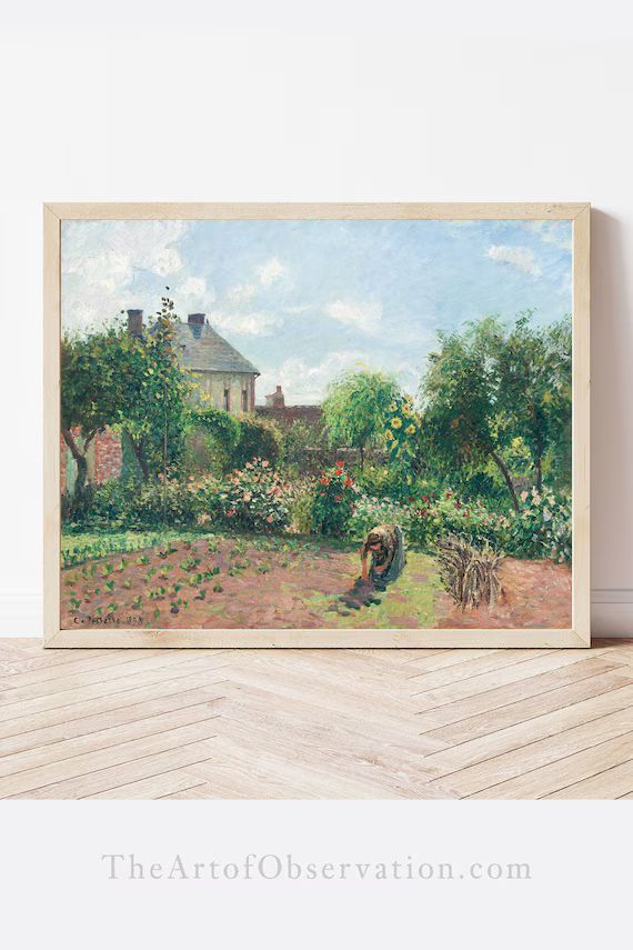 French garden wall art print of vintage painting by Camille Pissarro | Etsy (US)