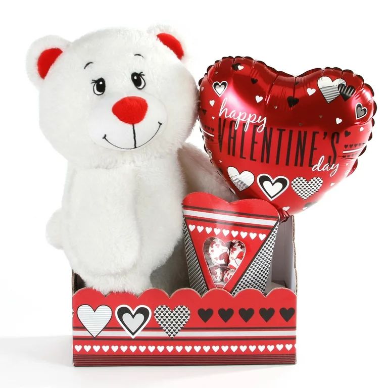 Way to Celebrate!  Progressive Gifts Valentine's Day Plush White Bear Candy Gift Set | Walmart (US)