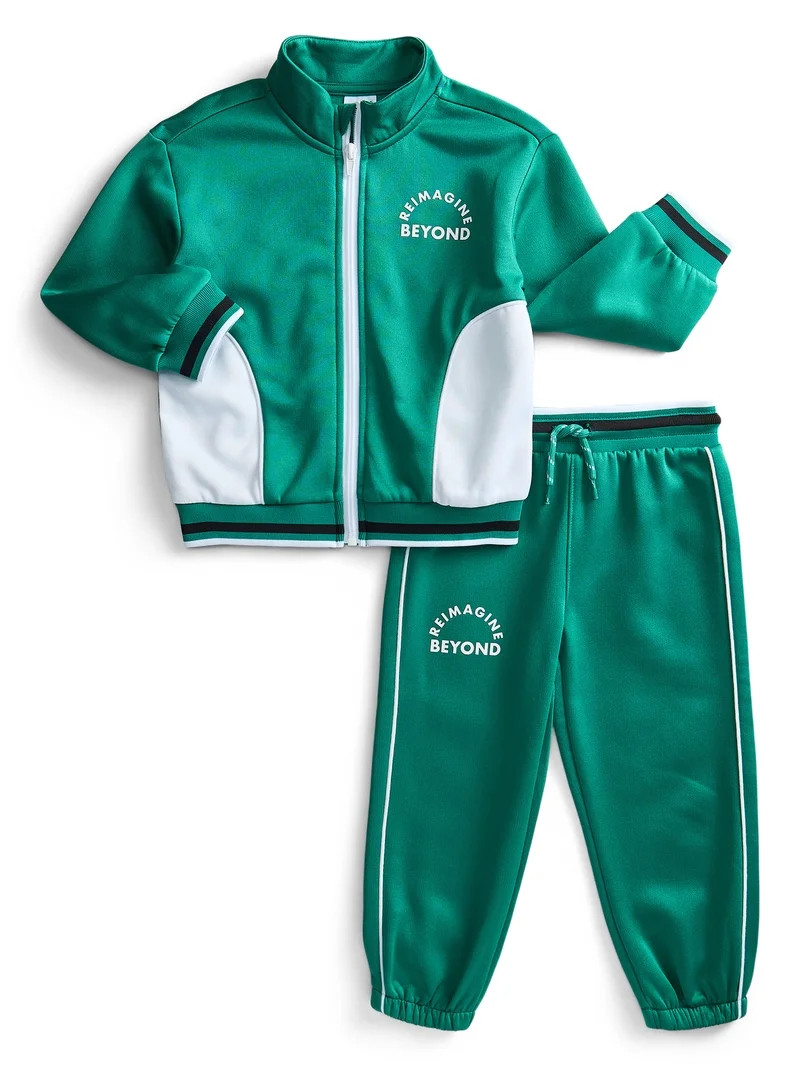 Wonder Nation Toddler Boys Full Zip Track Jacket and Matching Jogger Pants, 2-Piece, Sizes 12M-5T | Walmart (US)