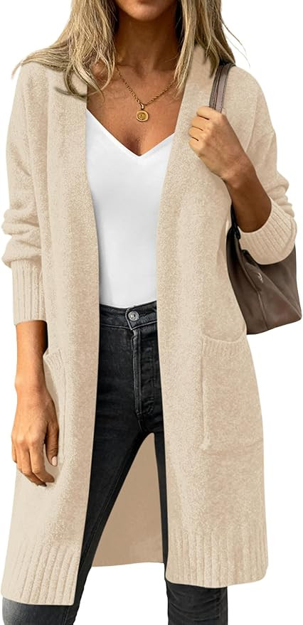 PRETTYGARDEN Women's Oversized Open Front Long Knit Cardigan | Amazon (US)