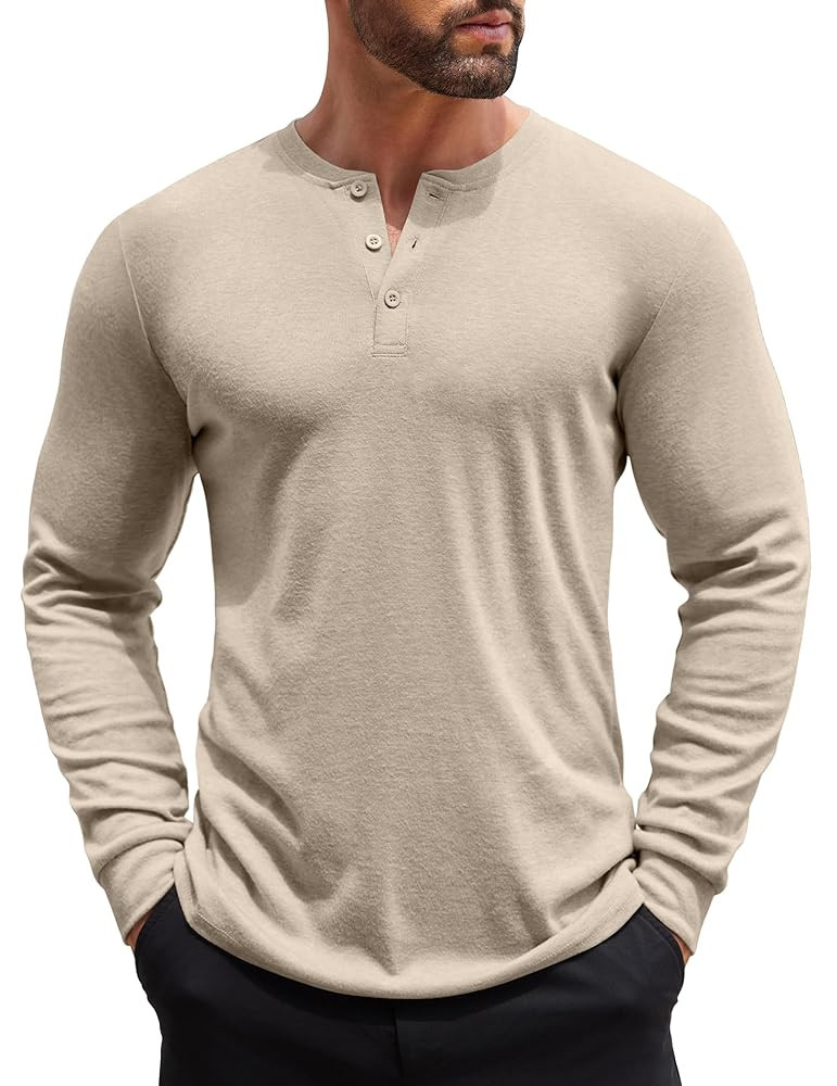 COOFANDY Men's Henley Shirts Long Sleeve Button T-Shirt Lightweight Fashion Casual Pullover Shirt | Amazon (US)