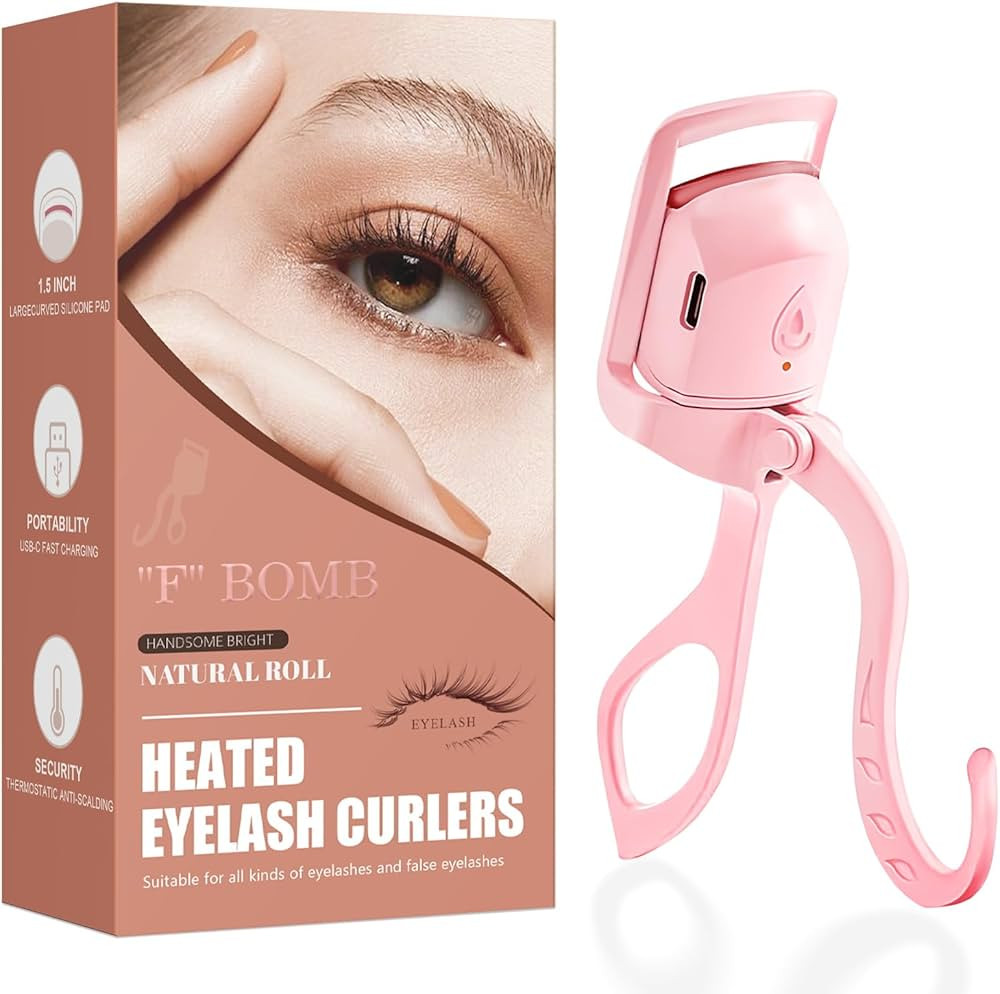 C-Shaped Heated Eyelash Curler Fast Heat Up in 5s - Rechargeable Electric Eyelash Curler for 24H ... | Amazon (US)