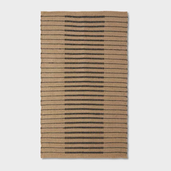 Reseda Hand Woven Striped Jute Cotton Area Rug Black - Threshold™ designed with Studio McGee | Target