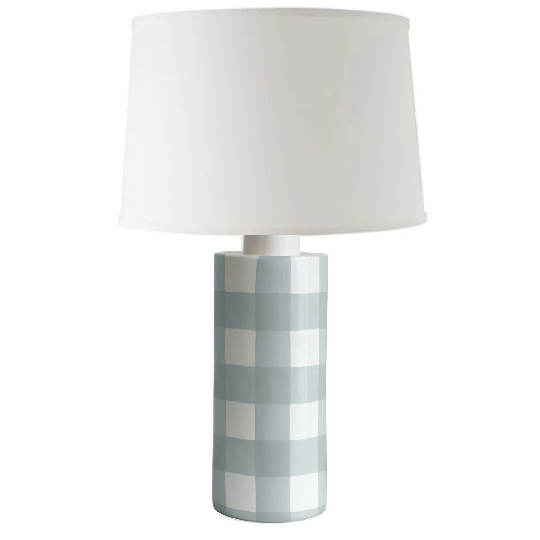 Lamb's Ear Blue Gingham Column Lamp | Ruby Clay Company