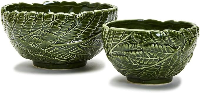 Two's Company Fern Leaf Bowls, Ceramic, Set of 2, Food safe | Amazon (US)
