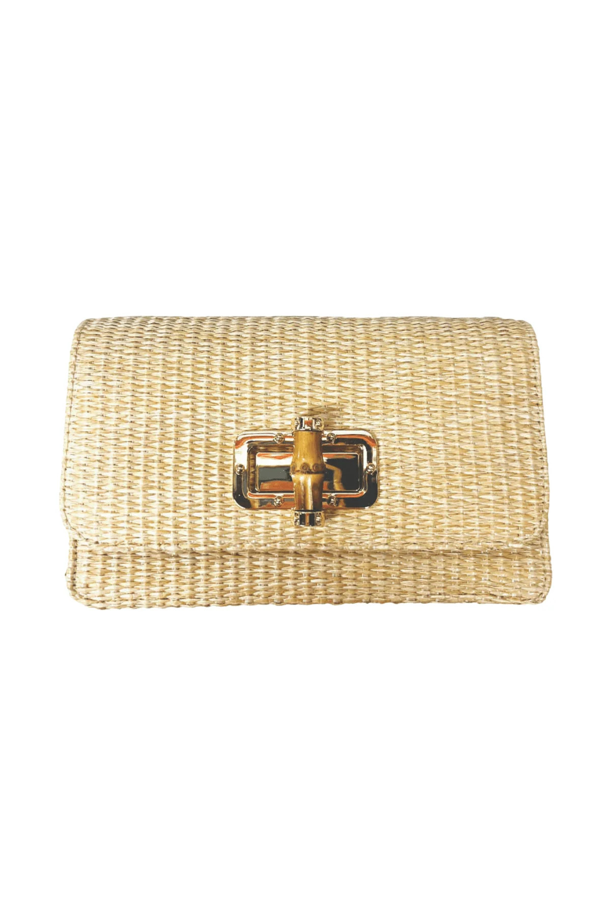 Lisi Lerch Lilly Gold Woven Straw Clutch | Social Threads
