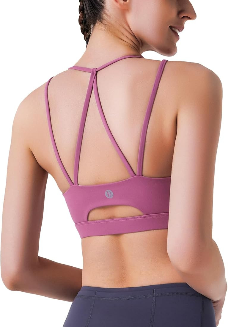 RUNNING GIRL Y-Back Sports Bra for Women, Medium Impact Wirefree Padded Yoga Bra Crop Tops Sports... | Amazon (US)