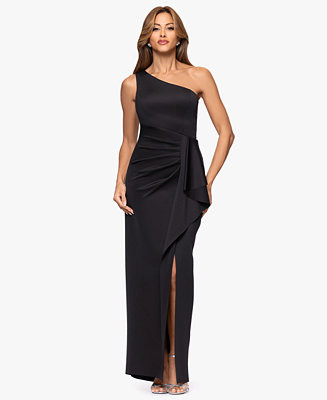 Women's One-Shoulder Side Ruffle Long Dress | Macy's