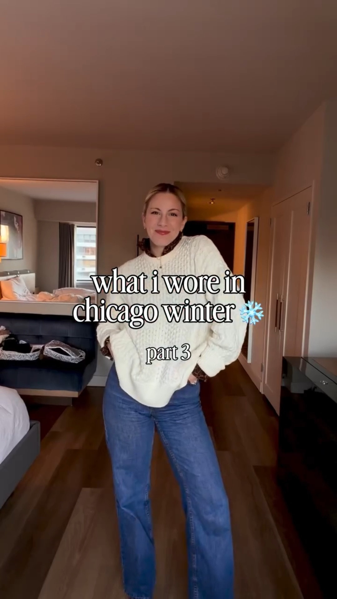 chicago winter, but make it cozy 🤍

chicago winter capsule outfit 🤍

layering my favorite cold weather staples for a chic but practical city look. wearing my sézane wide leg jeans with a leopard print button down, staud cable knit sweater, and my mom’s vintage wool coat for extra warmth. finished the look with my beis tote, gloves, and a cozy scrunchie for an effortless winter vibe.

perfect for travel days, city walks, or any cold weather outfit that still feels put together.

#chicstyle #capsulewardrobe #winteroutfit #sezanelovers #ootdinspo

#LTKootd #LTKdayinmylife #LTKWorkwear