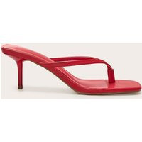 Red Pu Square Toe Thong Mid Stiletto Heeled Mules, Red | PrettyLittleThing UK