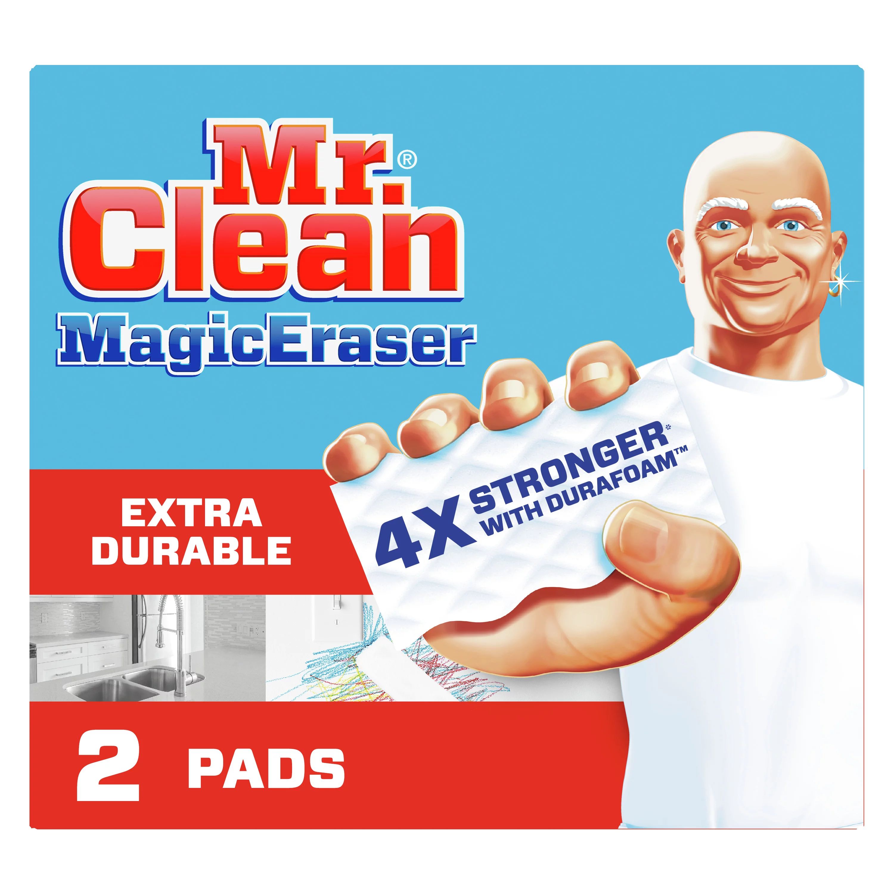 Mr. Clean Magic Eraser Extra Durable, Cleaning Pads with Durafoam, 2 Ct | Walmart (US)