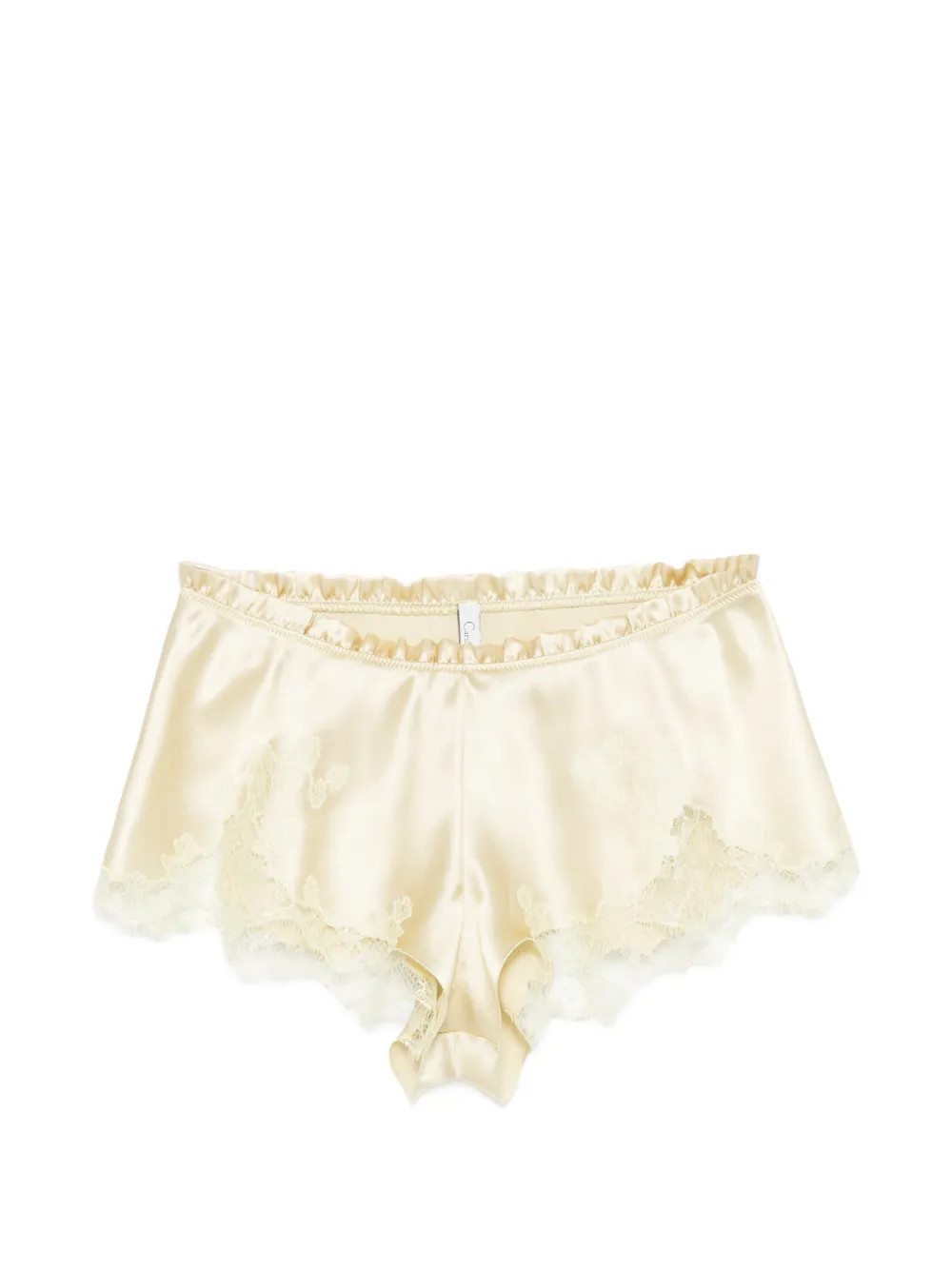 Carine Gilson lace-detail silk shorts - Yellow | Farfetch Global
