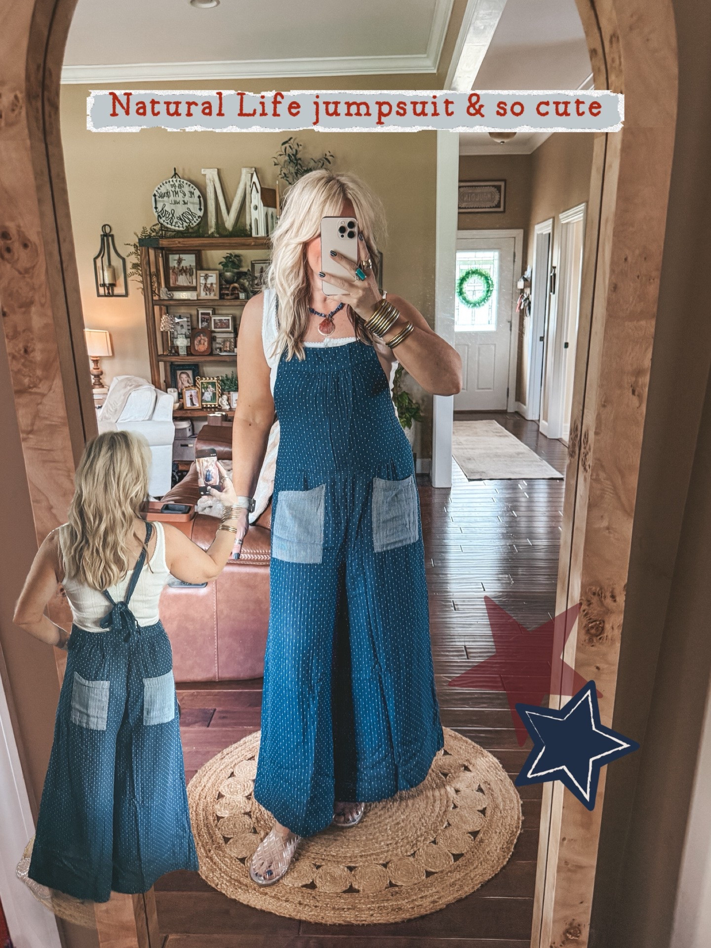 The cutest jumpsuit! This will be perfect for Memorial Day too. 
Medium in tank & jumpsuit 
@Natural Life 
#jumpsuit #naturallife

#LTKOver40