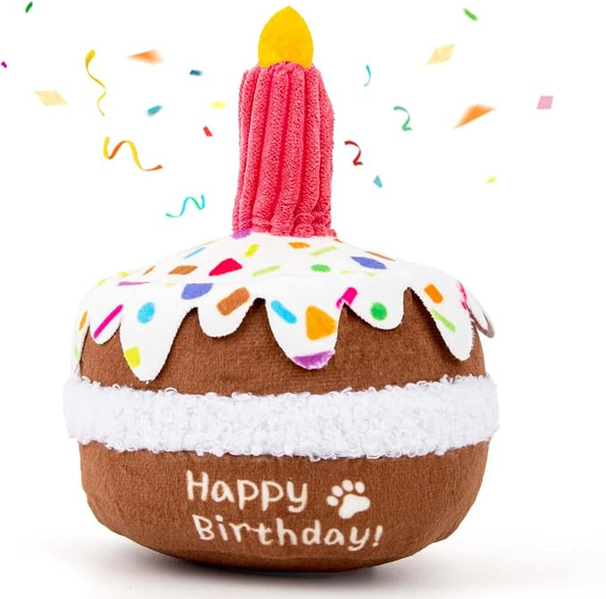 lilfrd Dog Birthday Toy, Birthday Cake Toys for Puppy Gifts, Squeaky Plush Dog Toys | Amazon (US)