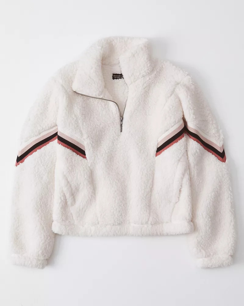 Chevron Half-Zip Sherpa Sweatshirt | Abercrombie & Fitch US & UK