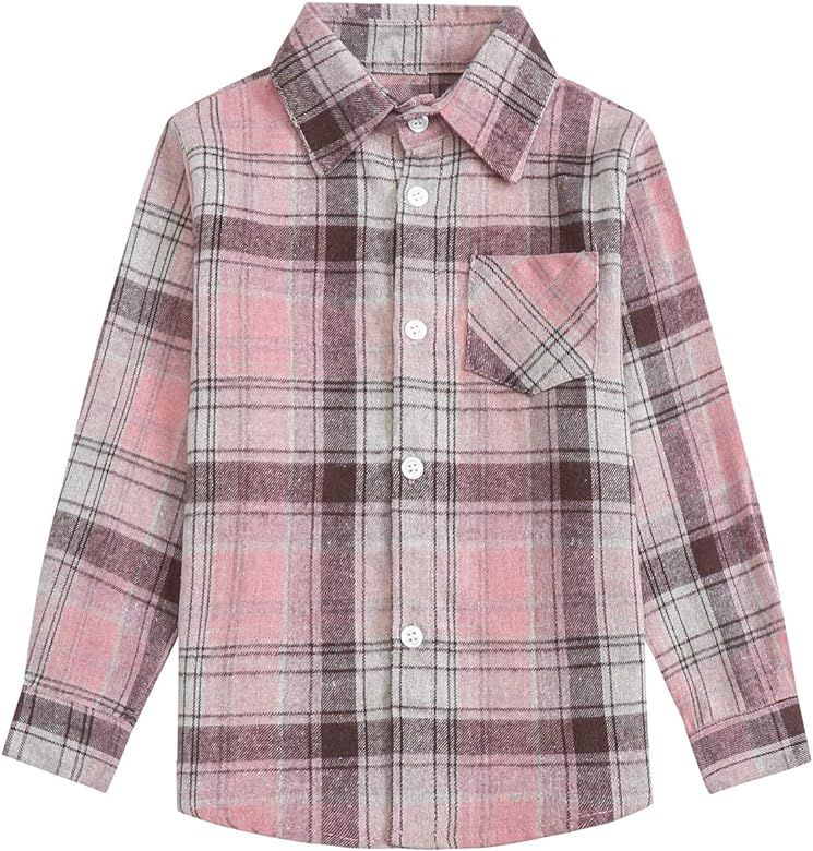 SANGTREE Girls' Women's Button Down Plaid Cotton Tops Shirt, 3 Months - US 2XL | Amazon (US)