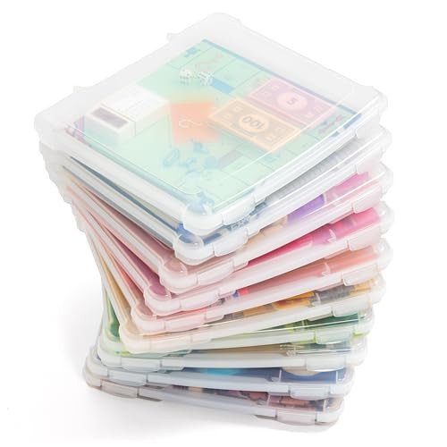 IRIS USA Board Game Storage and Organizer Portable Plastic Project Case Box with Snap-Tight Latch, 10-Pack, Fits 8.5" x 11" and A4 Papers, for Puzzle Magazine Craft Hobby Art Supplies, Slim, Clear | Amazon (US)