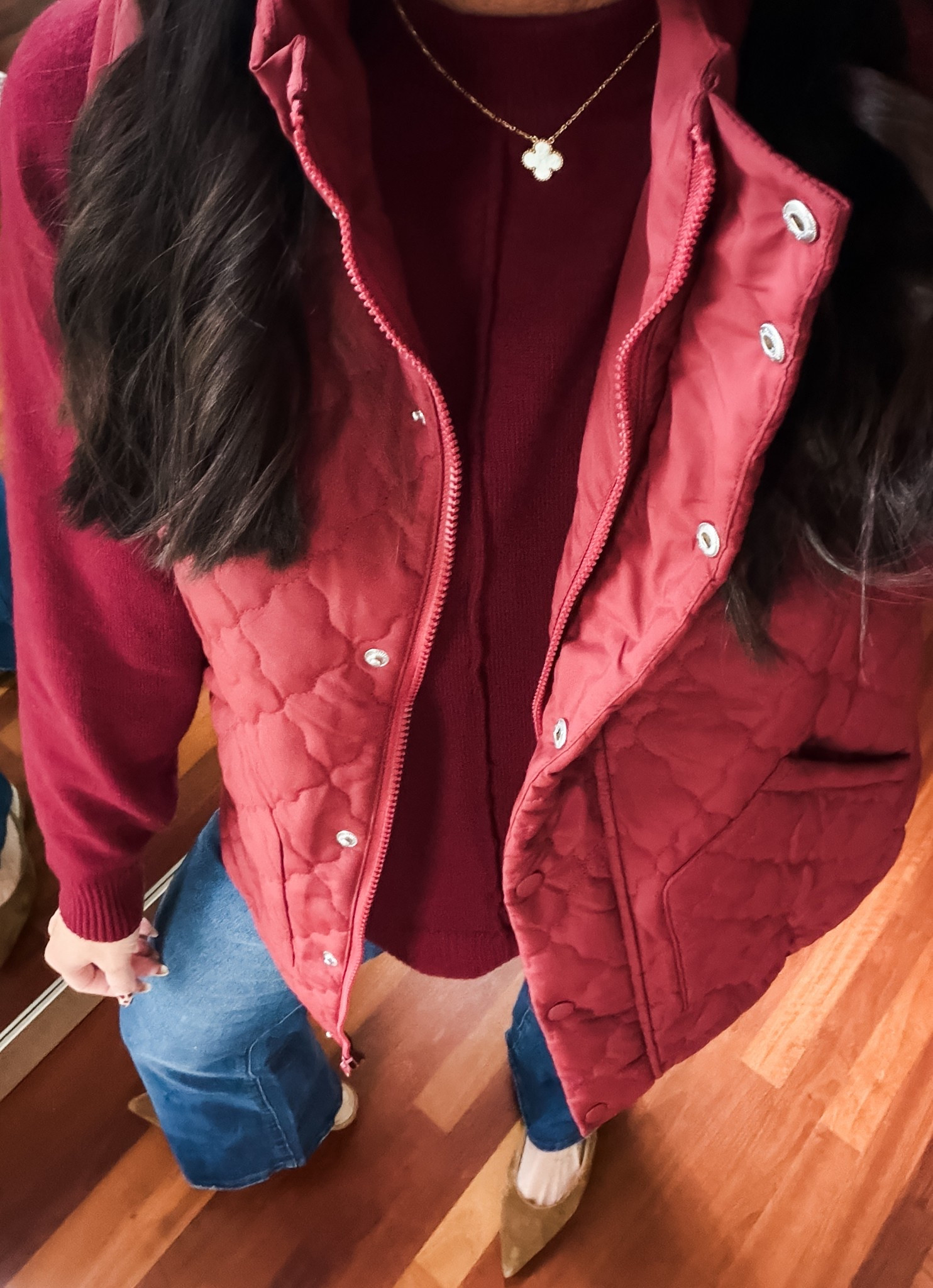 Small sweater and vest
4 denim 

#LTKSeasonal #LTKFindsUnder50 #LTKStyleTip