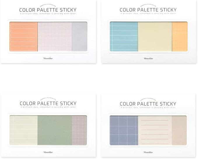 Monolike Color Palette Sticky Plan 300 C Set 4p - Self-Adhesive Memo Pad 50 Sheets | Amazon (US)