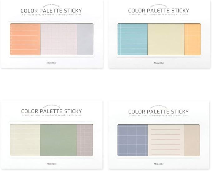 Monolike Color Palette Sticky Plan 300 C Set 4p - Self-Adhesive Memo Pad 50 Sheets | Amazon (US)