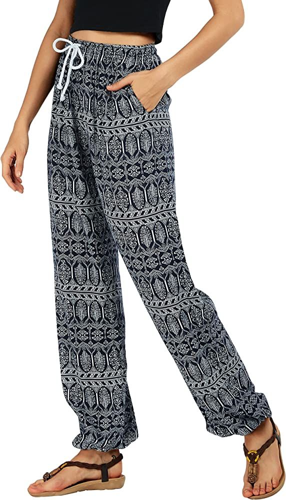 Urban CoCo Women's Floral Print Boho Yoga Pants Harem Pants Jogger Pants | Amazon (US)