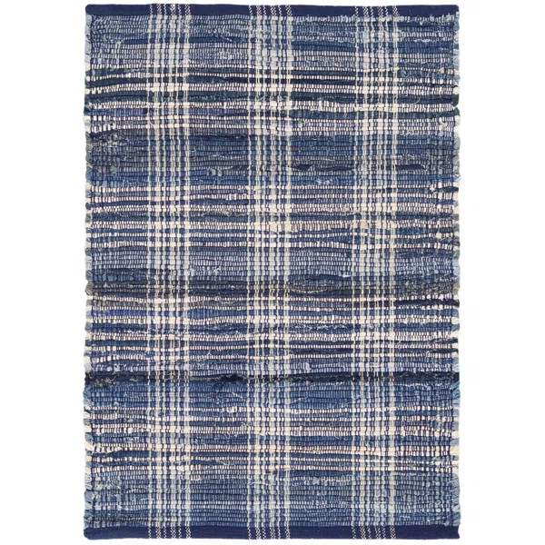 Denim Plaid Handwoven Cotton Area Rug | Wayfair North America