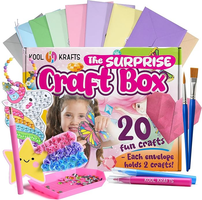 20 Arts & Crafts Kit for Girls \u2013 The Surprise Craft Box, All-Inclusive DIY Craft Set with 20... | Amazon (US)
