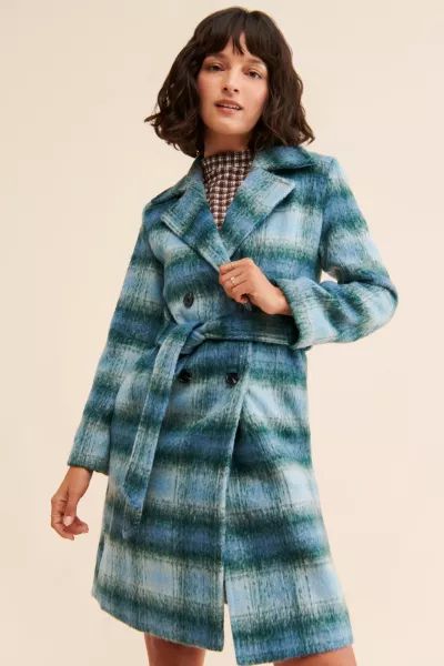 MinkPink Sloan Plaid Coat | Urban Outfitters (US and RoW)