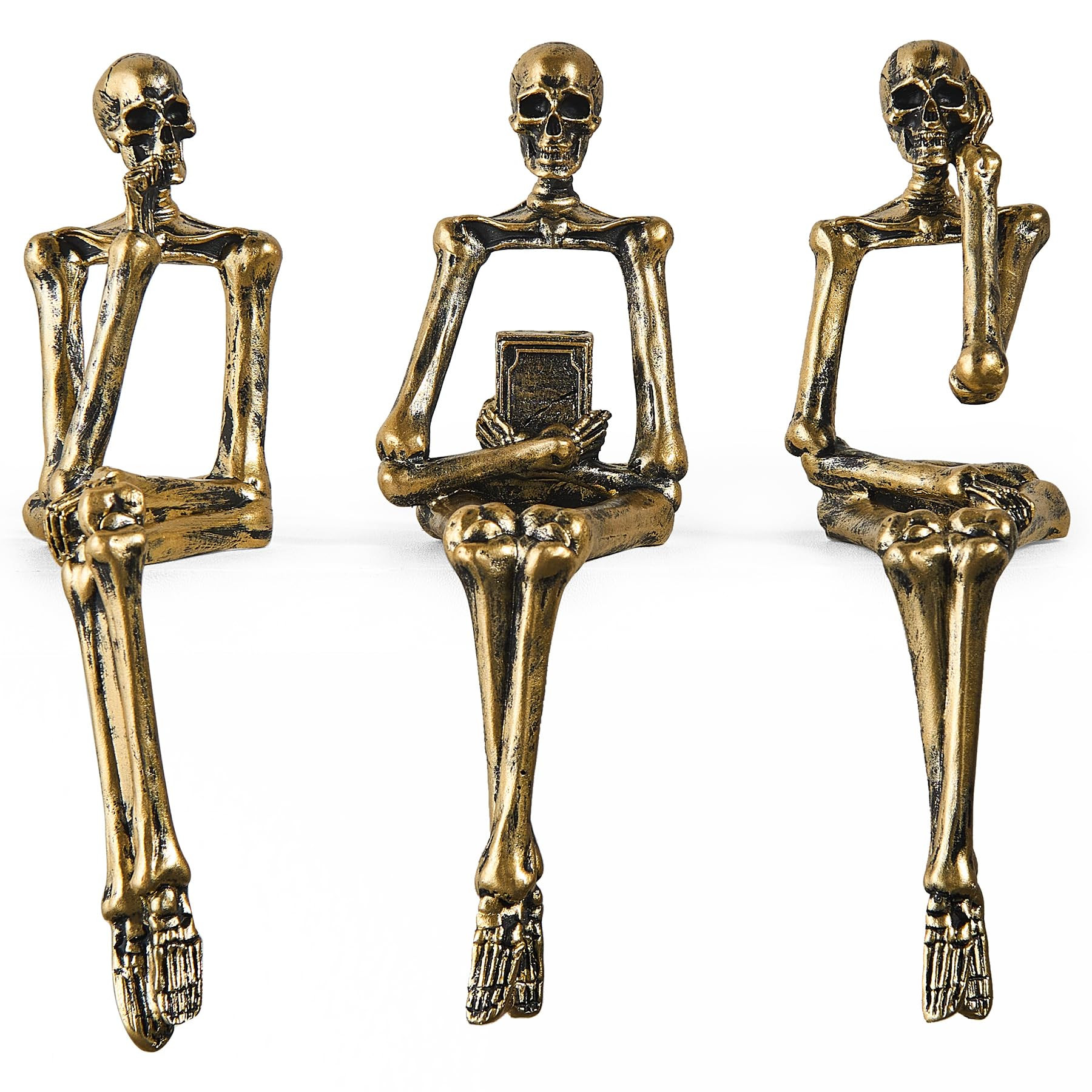 XINXUAN Halloween Decorations Skull Statue Home Decor - Modern Bookshelf & Desk Decor - 3 Piece S... | Amazon (US)