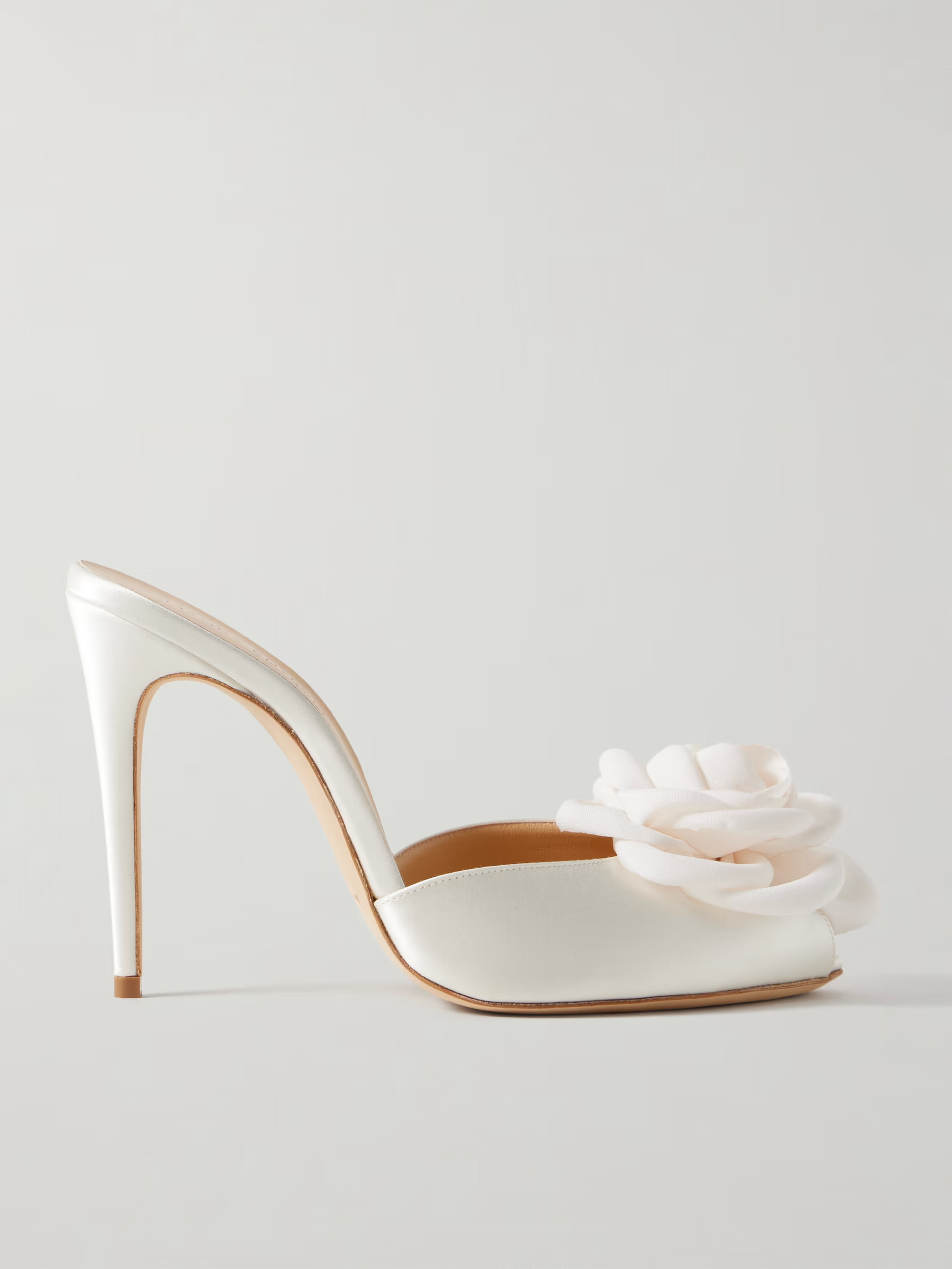 Appliquéd satin mules | NET-A-PORTER (US)