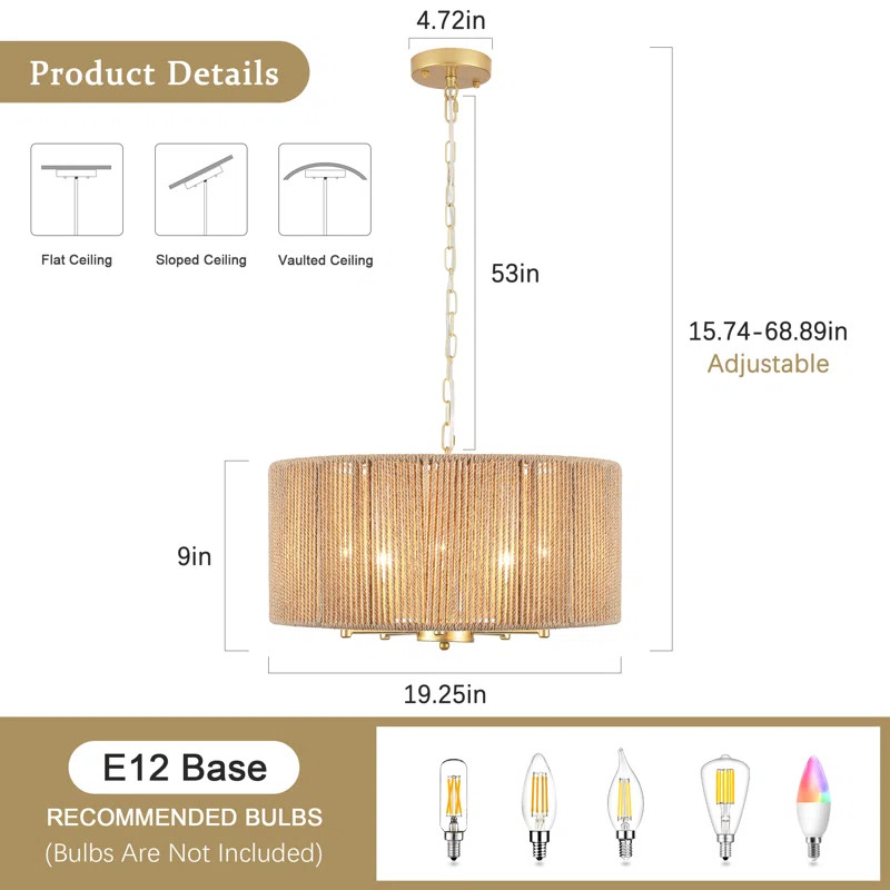 Caroyln 5 - Light Dimmable Drum Chandelier | Wayfair North America