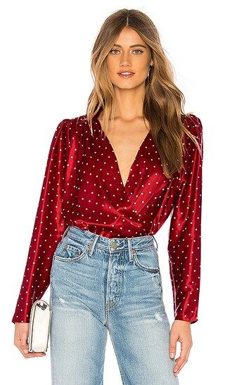 L'Academie The Victorie Bodysuit in Ruby Dot | Revolve Clothing (Global)