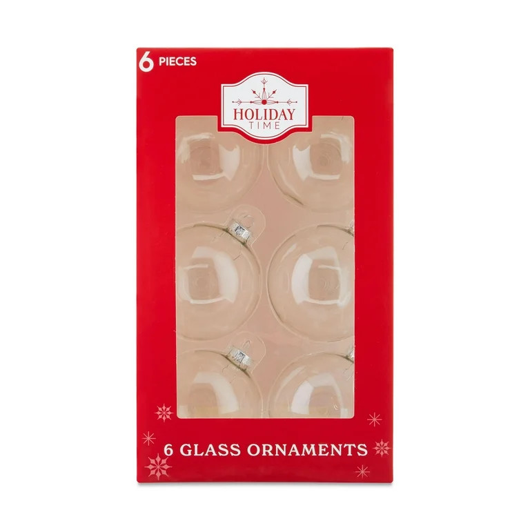 6-Count Clear Glass Ball Christmas Ornaments, by Holiday Time - Walmart.com | Walmart (US)