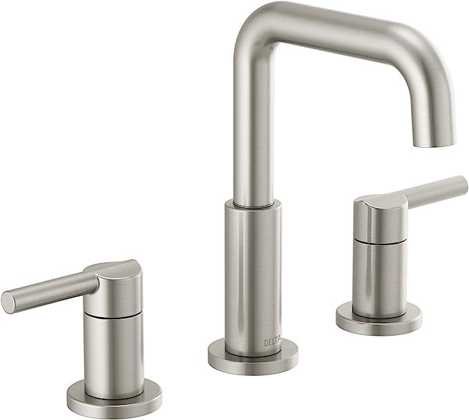 Delta Faucet Nicoli Widespread Bathroom Faucet Brushed Nickel, Bathroom Faucet 3 Hole, Bathroom S... | Amazon (US)